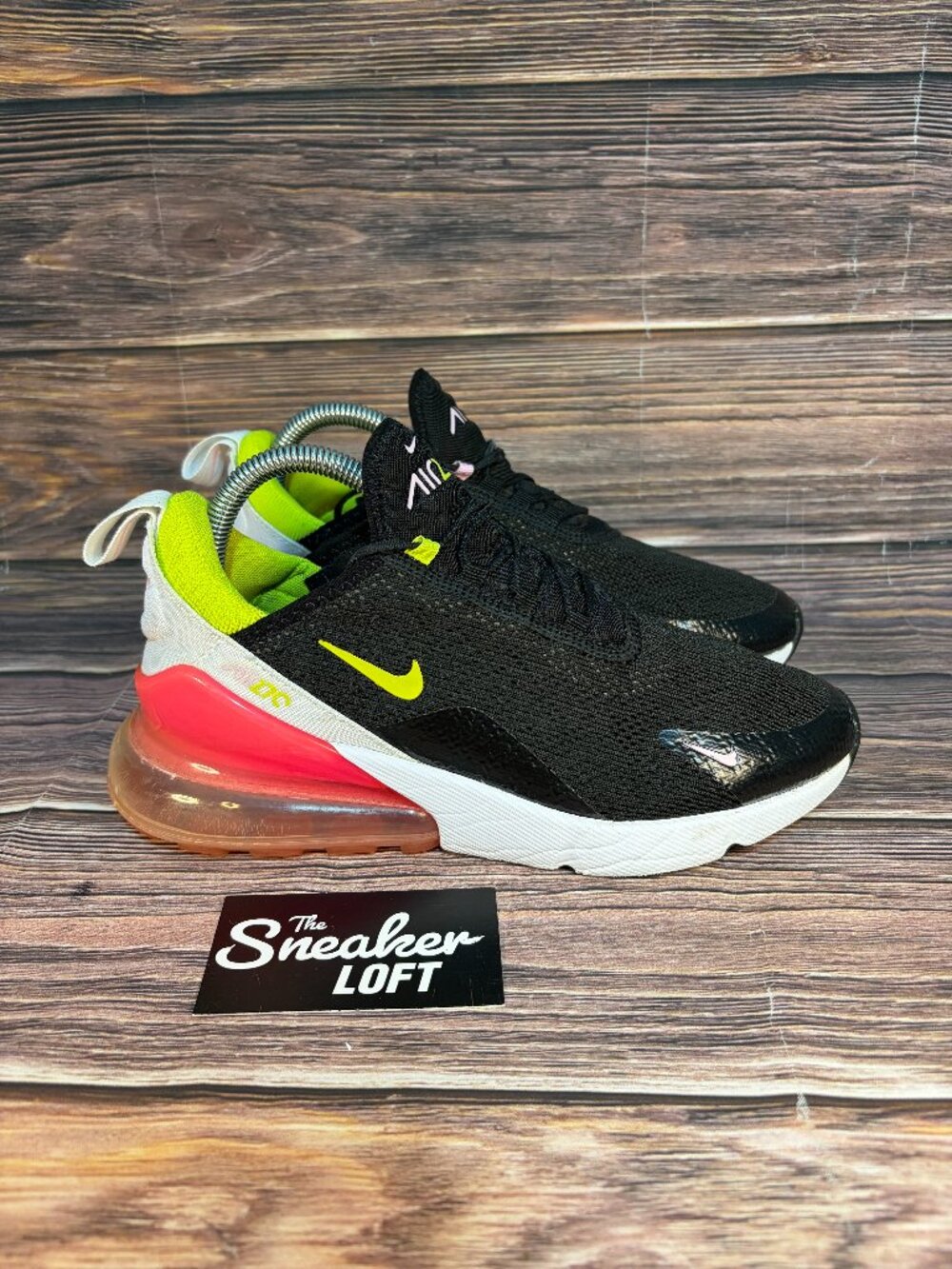 Nike Air Max 270 Women's Athletic Shoes‎ Black Cyber Pink Rise Size 8